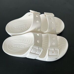 CROCS Brooklyn Adult Two-Strap Slide Sandals in White OBO